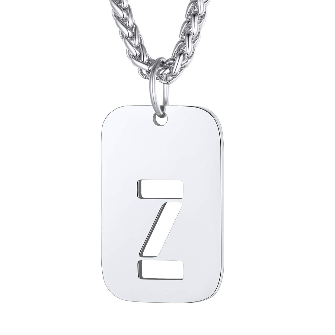 FindChic Silver Dog Tag Chain Silver Initial Necklaces for Men