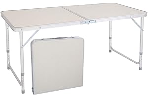 Imseigo Folding Table 6Ft Camping Table with Carry Handle Adjustable Height Aluminum Portable Picnic Table for Outdoor Indoor Party Grill BBQ Travel Dining Wedding Market Event (6Ft)