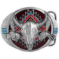 Siskiyou Buffalo Skull/ Bison Enameled Belt Buckle