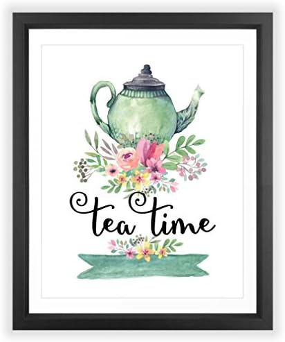 Eleville 8X10 Unframed Tea time Floral Watercolor Art Print Kitchen Art Home Decor Motivational Art Inspirational Print Wedding Quote Print wgnb004