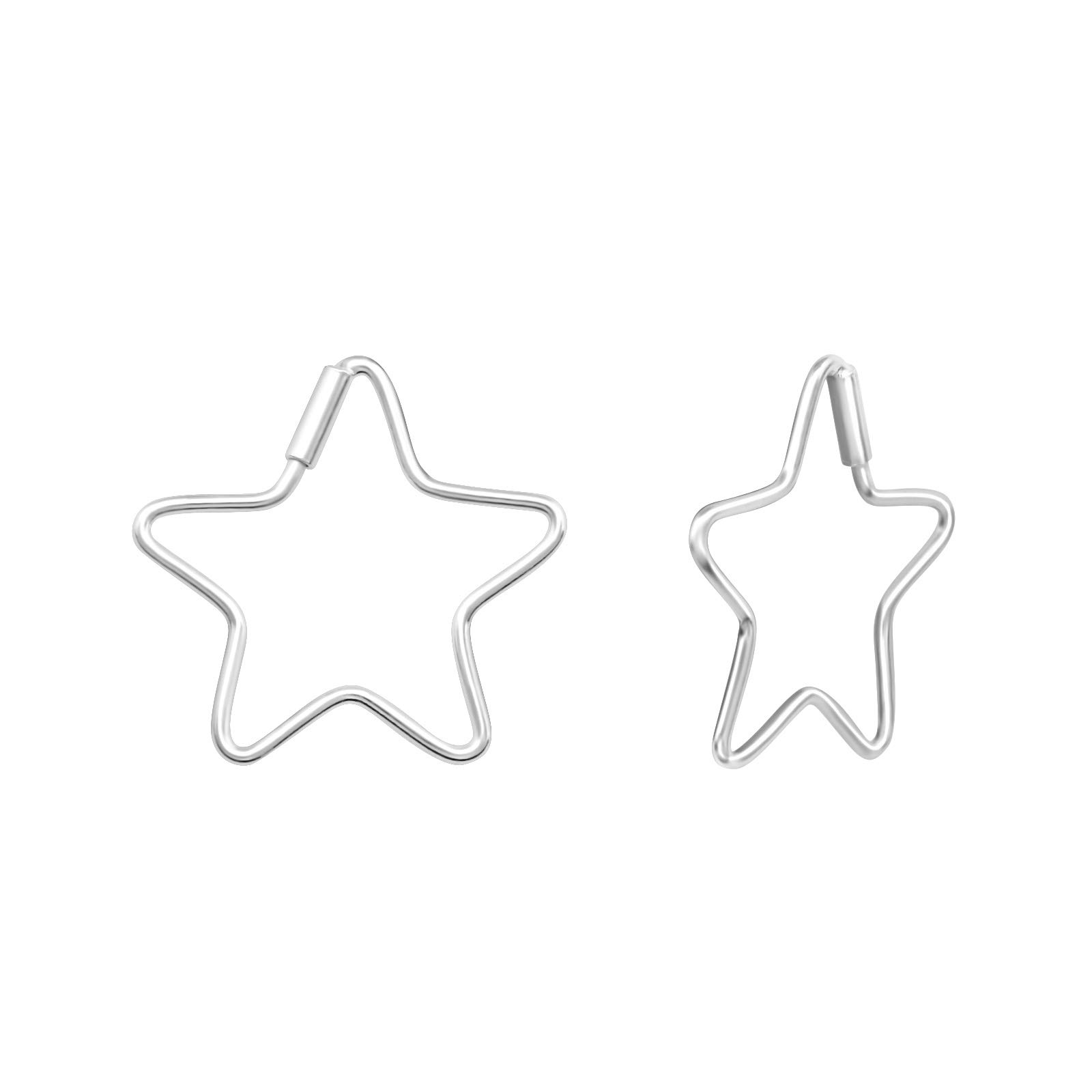 The Rose & Silver Company Women 925 Sterling Silver Star Hoop Earrings