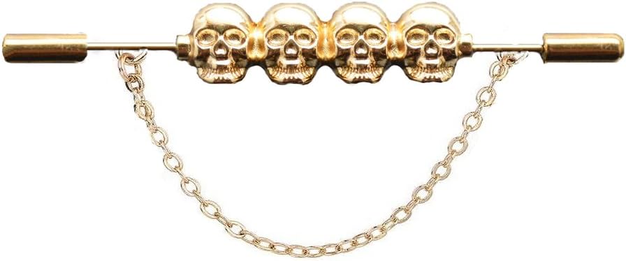 ChangWei Kito Collar pins, Men's Women's Skull Collar Bar Collar Pin with Chain