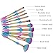 Mermaid Makeup Brush Set, Coshine 10pcs Rainbow Unique Mermaid Makeup Brush Set with Colorful Brushes Pouch, Unicorn Fish Style Foundation Powder Cream Blush Brushes with Cute Brush Bag