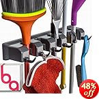 Berry Ave Broom Holder and Garden Tool Organizer for Rake or Mop Handles Up To 1.25-Inches