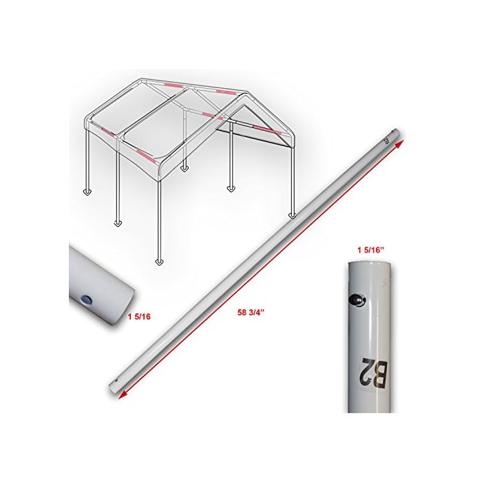 Buy Cross Brace Pole 58 3/4" for 10' X 20' Caravan Canopy Domain Carport Garage Parts B2 Online