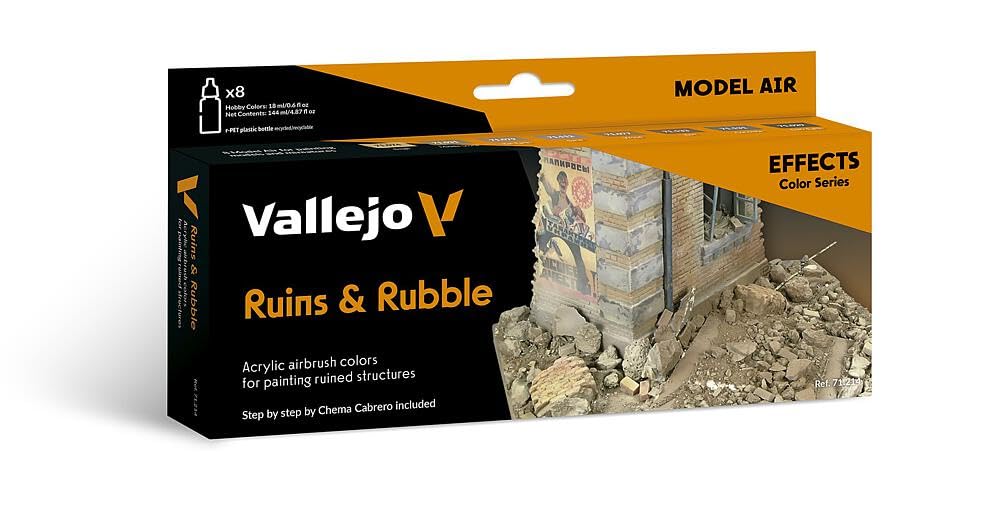 Vallejo VAL71214 AV Model Air Set-Ruins and Rubble (8), Various,17 ml (8er Pack)