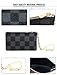 Luxury Zip Checkered Coin Pouch PU Vegan Leather Mini Key Chain Purse Wallet (Style 1 - Black + Brown)