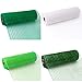 LaRibbons Deco Poly Mesh Ribbon - 10 inch x 30 feet Each Roll - Metallic Foil Green and White Rolls for Wreaths, Swags and Decorating - 4 Pack