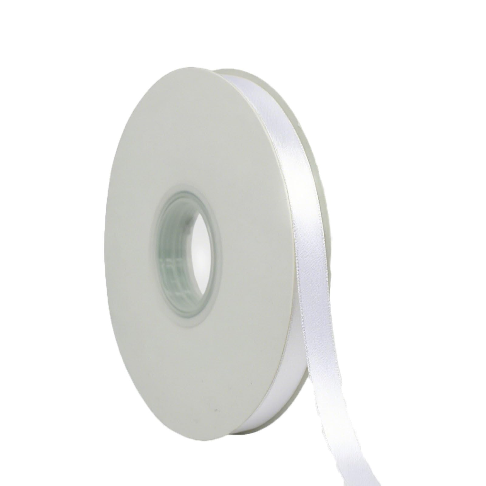 Photo 1 of White Ribbon 3/8 Inch x 50 Yards Satin Ribbon Continuous, Single Face, for Crafts, Gift Wrapping, Floral Bouquet, Weddings, and Decorations, with Spool