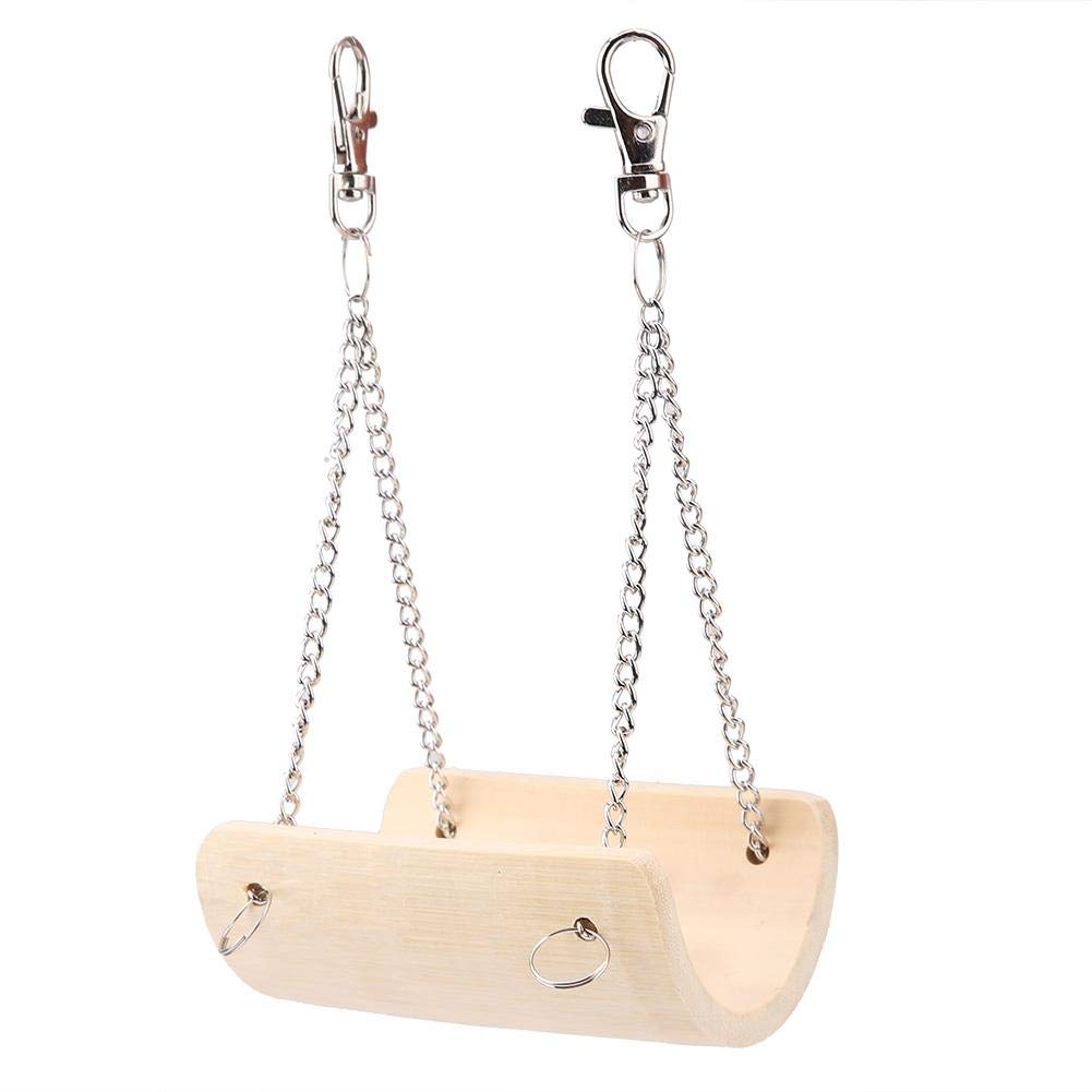Natural Wood Hamster Swing Hanging Toy for Cage - Bed Basket House Play Accessory for Hamsters Chinchillas Guinea Pigs and Other Small Animals