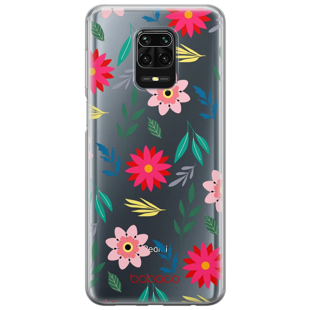 Babaco ERT GROUP mobile phone case for Xiaomi REDMI NOTE 9 PRO/ 9S original and officially Licensed pattern Flowers 010 optimally adapted to the shape of the mobile phone, partially transparent