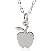 EnCharmed Sterling Silver Tiny Apple Flat Charm Necklace, School Teacher Pendant Jewelry,18"