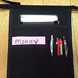 Black(I PAD MINI) heavy duty side or hip apron money pouch Waitress Restaurant Bars Cafes Janet's Aprons