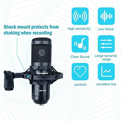 Compact black microphone with a volume control knob and a click button.