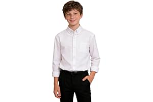 A&J DESIGN Boys Dress Shirt Kids Formal Button-Down Collar Long Sleeve Blouse 8-16 Years