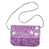 Elesa Miracle Little Girl Bag Purse Kids Sequins Crossbody Purse Messenger Bag Party Handbag Shiny Shoulder Bag (Purple)