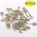 60pcs Vintage Keys in Bronze, Antique Charm Set DIY Handmade Accessories for Necklace Pendants Jewelry Making Supplies Wedding Favors