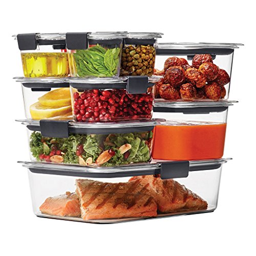 Rubbermaid Brilliance Food Storage Container, 20-Piece Set, 100% Leak-Proof, Plastic, Clear