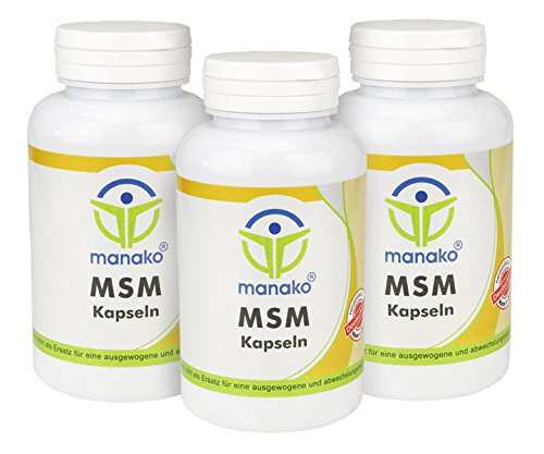 manako MSM (Methylsulfonylmethan) Kapseln human, 3 x 120 Stück, Dose a 84 g, (3 x 120 Kapseln)