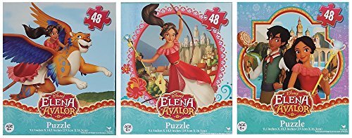 Bundle Set of 3 Princess Elena of Avalor Jigsaw Puzzles (48 Pieces each) with Skylar and Mateo - Disney Junior