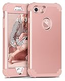 iPhone 8 Case, iPhone 7 Case, BENTOBEN 3 in 1 Hybrid Hard PC Cover & Soft Silicone Bumper Heavy Duty Slim Shockproof Full Body Rugged Protective Phone Case for iPhone 7 & iPhone 8 (4.7Inch), Rose Gold