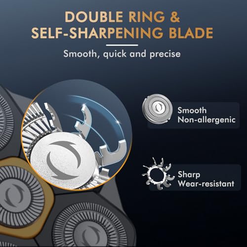 Bald Razor Men's Electric, Kibiy Head Shaver for Bald, IPX7 Waterproof Head Shaver for Bald, LED Display & Type-C Charge, Head Shavers, 6D Magnetic Head, Blue Grey