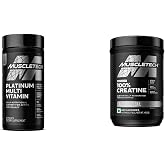 MuscleTech Creatine Monohydrate Powder Platinum Pure Micronized Muscle Recovery + Builder &amp; Platinum Multivitamin for Immune Support 18 Vitamins &amp; Minerals