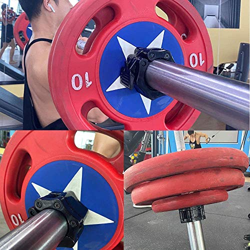 HEPAI 2pcs Olympic Barbell Clamps Set 1 Inch Quick Release Non-Slip Barbell Spring Clip Collars Lockdown Weight Clamps for Workout Weightlifting Fitness Training