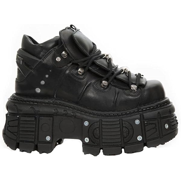 Amazon.com | New Rock WALL285-S2 Mens Black Leather Platform Goth