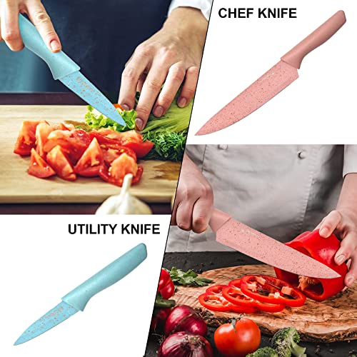 6 piece colorful designer stainless steel chef\'s kitchen knife set-colorful stainless steel knife kitchen accessory set, sharp kitchen knife set with gift box-kitchen anti-scratch and anti-rust knife