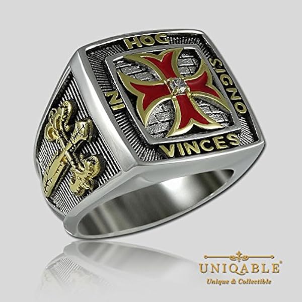 Knights Templar Crossフリーメイソンfreemasonryフリーメイソンリング925スターリングシルバー18 Kゴールドメッキ