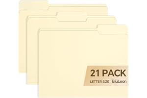 BIULEON File Folders,21 Pack Manilla Folders 8.5x11,1/3 Cut Tabs Manila File Folders Letter Size for Easy Labeling and Organization,Vanilla Folders Great for Documents Home School Classroom Office Supplies
