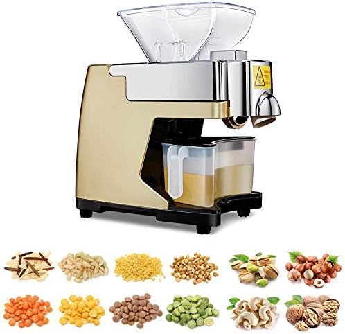 Kitchen Oil Press Extraction - Electric Automatic Cold/Hot Commercial Oil Press Expeller Extractor 550W for Olive Flax Peanut Castor Hemp Seed Canola,Gold
