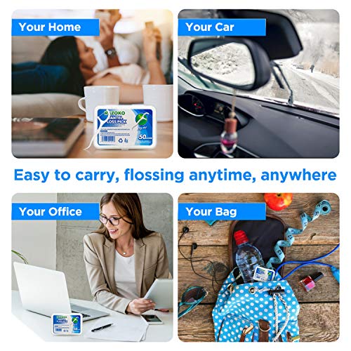 Dental Floss Picks High Toughness Toothpicks Sticks 8-Pack(400pcs) with Portable Case and Dental Picks Perfect for Family,Hotel,Travel
