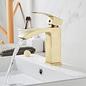 Nueva plaza cepillo de oro de latón baño grifo mezclador del lavabo