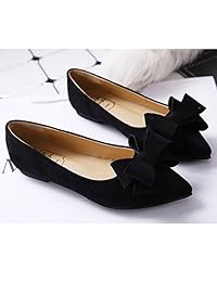 Meeshine Zapatos planos cómodos con punta de lazo para mujer