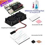 iUniker Raspberry Pi 4 Fan, Raspberry Pi Dual Fan with Raspberry Pi Heatsink, Raspberry Pi Fan for Raspberry Pi 4 Model B, 3B+/Pi 3 B/Pi 2 B