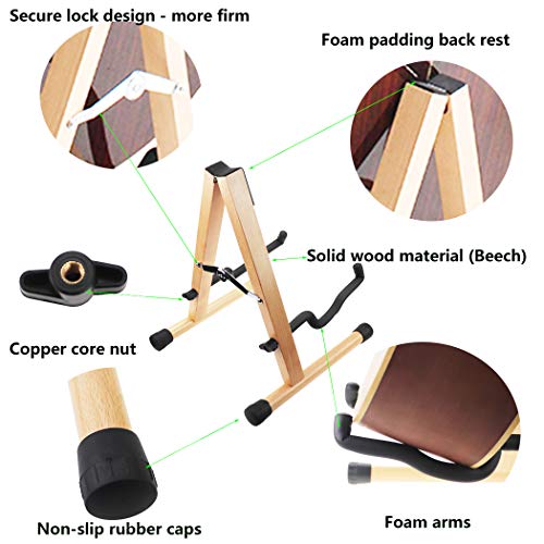 Hidear Wood Guitar Stand Solid Wood Folding AFrame Guitar Stand for
