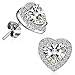 J.Rosée Christmas Jewelry Gifts Packing 925 Sterling Silver High Polished Round Cut Heart-Shape Small Stud Earrings Best Gifts for Her