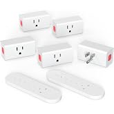 SURNICE Mini Remote Control Outlet Plug, 15A Wireless Light Switch Plug for Household Appliances, Up to 260 FT Long Range, 5 Outlets + 2 Remotes