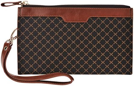 Women Silm Design HandBag Wallet Long Zipper Purse with short Strap Card Holders (COFFEE)