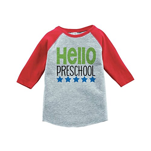 Custom Party Shop Kids Hello Preschool School 4T Red Baseball Tee