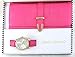 Gino Milano Women's Gold Leather Band Watch & Matching Tri-Fold Wallet Set - Pink