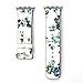 YOSWAN Bracelet for Apple Watch, National Black White Floral Printed Leather Watch Band 38mm 42mm Strap for Apple Watch Flower Design Wrist Watch Bracelet (White+ Green Flower, 42mm)