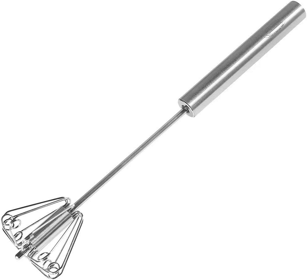 Egg Whisk, Newness Stainless Steel 30.40 cm Hand Push Whisk Blender - Versatile Tool for Egg Beater, Milk Frother, Rotating Push Mixer Stirrer - Kitchen Utensil for Whisking, Beating, Stirring