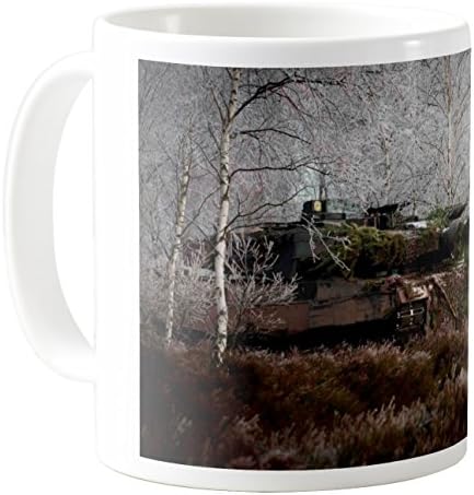 AquaSakura - Leopard 2 2a6m Can Mbt Tank German Forest Bundeswehr Camo - 11oz Ceramic Coffee Mug Tea Cup
