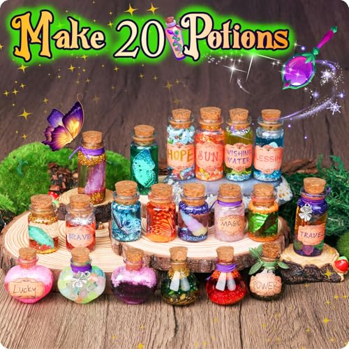 Retro Fairy Potions Kits for Kids, Mix 20 Magic Potions with Energy Crystal, Craft Toy Creative Gift