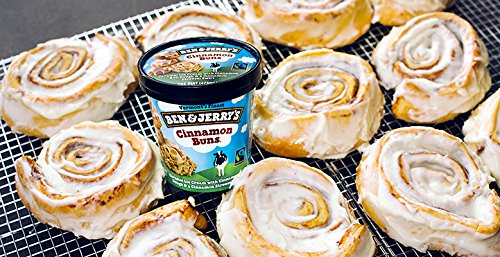 Ben & Jerry's - Vermont's Finest Ice Cream, Non-GMO - Fairtrade - Cage-Free Eggs - Caring Dairy - Responsibly Sourced Packaging, Cinnamon Buns, Pint (4 Count)