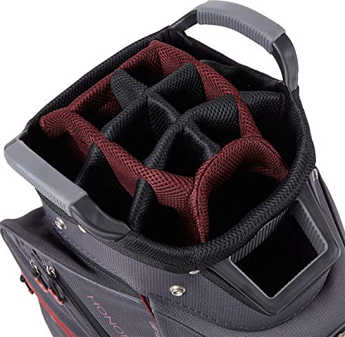 Maxfli 2019 Honors Plus Golf Cart Bag Lightweight 14-Way Top 3 Dividers w/Insulated Pocket (Gray/Burgundy)