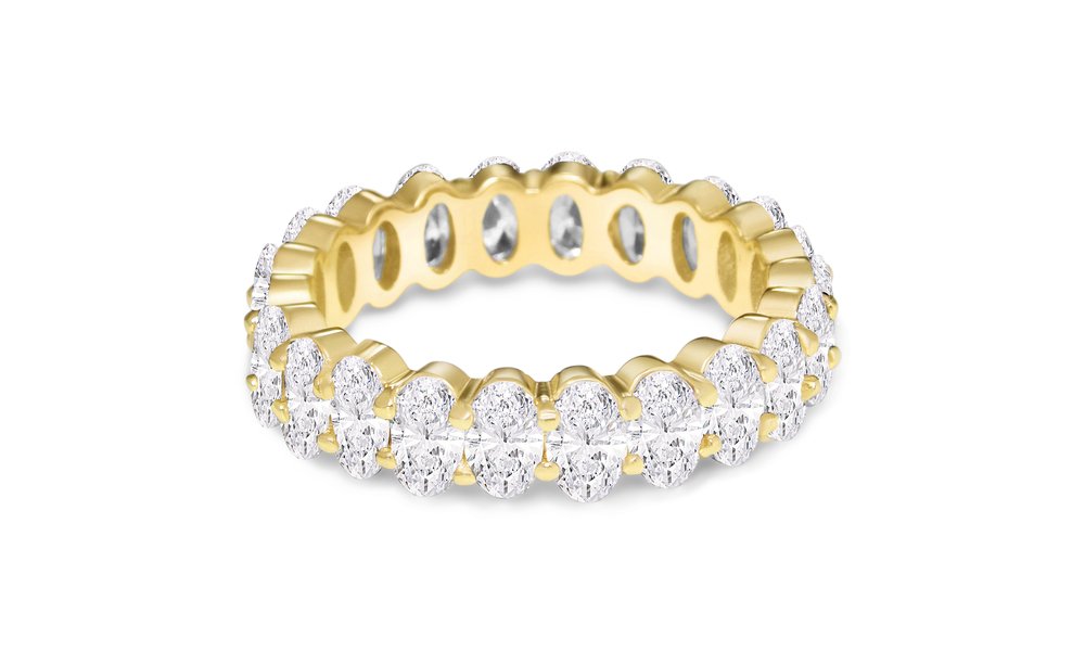 NYC Sterling Women's .925 Silver Cubic Zirconia 5x3mm Oval-Cut Eternity Band Ring, 4 UK, Zirconia,Sterling,Yellow Gold,Rose Gold,Silver, Cubic Zirconia